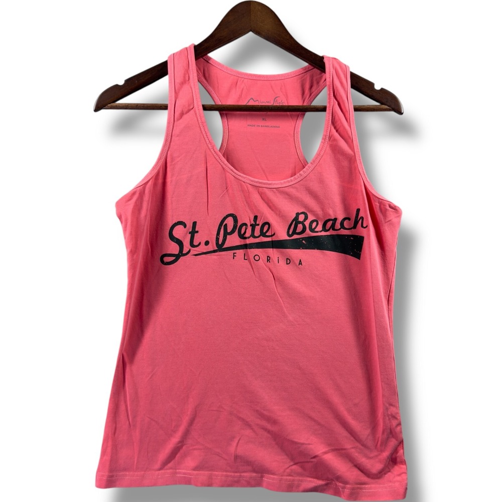 Miami Style St. Pete Beach Florida Pink Racerback Tank Top Womens XL